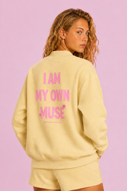 I Am My Own Muse Crew Sweatshirt - Yellow