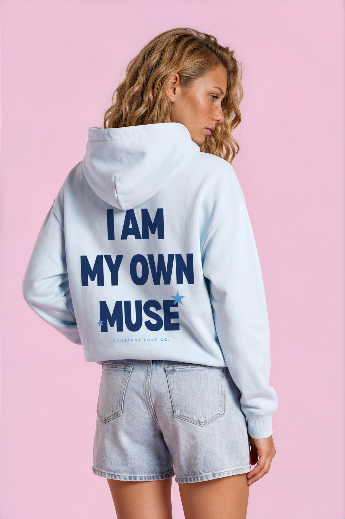 I Am My Own Muse Heavyweight Hoodie - Sky Blue
