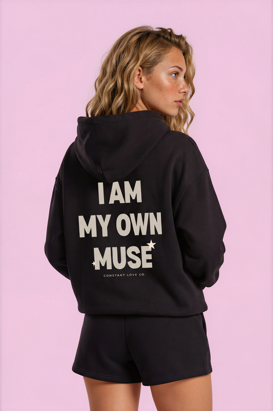 I Am My Own Muse Heavyweight Hoodie - Black